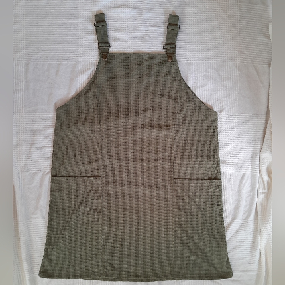 Olive Green Overall Dress Retro Pinafore Jumpee